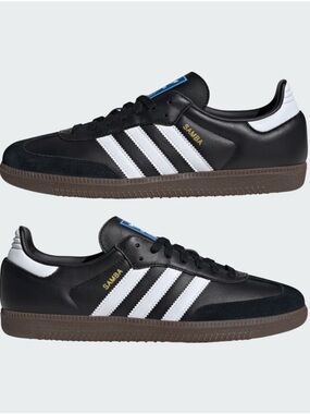 adidas Black and White Samba OG Leather Sneakers